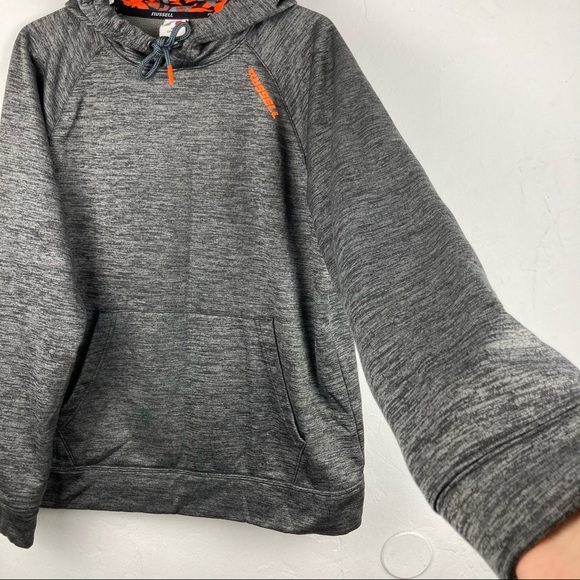 Russell Athletic Men’s Gray Hoodie Size M Fleece Lined Orange Camo Hood - Picture 6 of 15